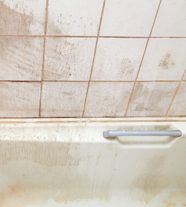 Hard water stains in bathtub